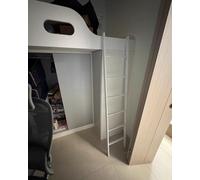 Escalera ajustable para litera con gancho, escalón de subida de repuesto para dormitorio de caravana, literas para niños, diseño inclinado, se adapta a 116185 cm de altura, solución de acceso segura y