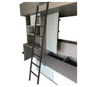 Escalera ajustable para literas elevadas, 65 escalones de escalada resistentes con diseño de gancho, acabado negro seguro para literas elevadas, fácil instalación y solución de ahorro de espacio