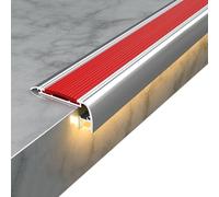 Escalera antideslizante con ranura para luz LED, borde de aluminio para seguridad doméstica y comercial