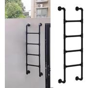 Escalera antideslizante, escalera de escape de incendios de hierro de Metal ferroso montada en la pared, escalera de seguridad del techo al aire libre con camión ático pesado de 330 libras,Black-1.6M
