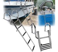 Escalera Baño 4 Escalones, 316 Escalera Baño Piscina Escalera Acero Inoxidable Telescópica para Piscina Escalera Plegable para Barco Escalera con Asas Y Pedal Ancho Muelle Piscina para Yates Marinos
