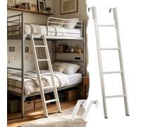 Escalera Cama Litera Escalera Ajustable Litera Doble con Gancho, Escaleras Metálicas Literas Caravana 116 120 125 130 135 140 150 160 170 175 180cm, Escalera Corta Blanca Dormitorio(120cm/47")