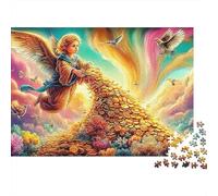 Escalera Celestial Sturdy Cardboard Monedas Angel Jigsaw Puzzle Adults Kids Fun Family Game Logic Training Great Gift for Christmas Puzzle Lovers Fans 38x26cm/1000pcs