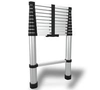 Escalera compacta y Resistente de 3,2 m - Escalera telescópica Ligera de 10 peldaños - Ahorra Espacio - Escalera Plegable para Bricolaje, hogar y Trabajo - Escalada Segura y sin Esfuerzo