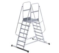 Escalera con tarima de aluminio eurokraft pro, de ascenso por dos lados, rodante