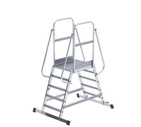 Escalera con tarima de aluminio eurokraft pro, de ascenso por dos lados, rodante