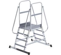 Escalera con tarima de aluminio eurokraft pro, de ascenso por dos lados, rodante