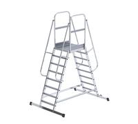 Escalera con tarima de aluminio eurokraft pro, de ascenso por dos lados, rodante