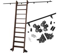 Escalera corrediza con ruedas retráctiles para biblioteca, sistema de herrajes con ruedas para interiores, casas, áticos y almacenes (sin escaleras), acero negro(120cm Spårkit)