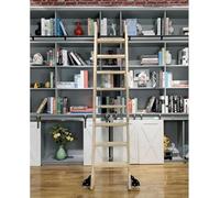 Escalera corrediza de Granero con Tubo Redondo Negro rústico de 3,3 a 26,2 pies de Longitud, Juego Completo de rieles (sin Escalera), Rodillo de Piso con Freno (Kit de rieles de 9,8 pies/300