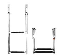 Escalera de 2/3/4 peldaños para Barco, yate, Muelle de baño, Escalera telescópica de Acero Inoxidable para embarcación en pontón, soporta hasta 330 Libras (2 peldaños).