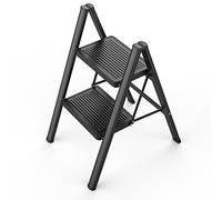 Escalera de 2 escalones, taburete plegable para cocina, bricolaje y jardinería, escalera de acero resistente, capacidad de 330 libras con plataforma grande antideslizante, escalera delgada portátil,