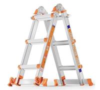 Escalera de 3 peldaños con Varias Posiciones, Escalera Deslizante de 3,3 m con estabilizador y Ruedas, Carga de Seguridad de 150 kg, una Escalera de Marco para escaleras, hogar, Interior, Exterior y