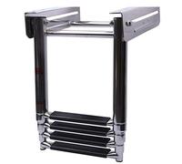 Escalera de 4 peldaños para pontones, Escalera telescópica Marina abatible para embarcaciones, Plataforma de baño, Acero Inoxidable, Montaje en Plataforma Superior, soporta hasta 136 kg (300