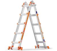 Escalera de 5 peldaños, una Escalera Deslizante de 5.2 m de Largo con estabilizador y Ruedas, 150 kg de Carga de Seguridad, Escalera multiposición para escaleras, hogar, Interior, Exterior