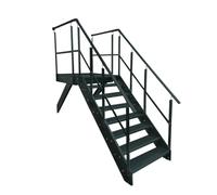 Escalera de acero antracita con 8 peldaños, altura 152 cm, incluye pedestal de 100 x 100 cm, con barandilla, orientación de la escalera en la mejilla, a elegir izquierda/derecha o frontal (orientación