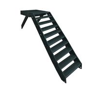 Escalera de acero con 10 peldaños, altura 190 cm, incluye pedestal de 100 x 100 cm, sin barandilla, color antracita RAL 7016 / orientación (escalera delantera sin barandilla)