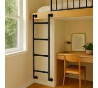 Escalera de acero negra de 4 escalones montada en la pared, escalera de 4 pies para ventana, para dormitorio, litera, cámper, dormitorio, escalón de escalada interior montado en la pared/piso para