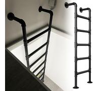 Escalera de altillo de Metal Negro Resistente para literas con Sistema Antideslizante de Seguridad para Subir a la Pared, Kit de litera de ático de Hierro Forjado (240 cm