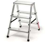 Escalera de aluminio KADAX de 3 peldaños, peldaño plegable de hasta 125 kg