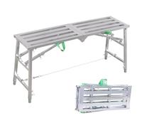 Escalera de andamio de acero resistente, plataforma de trabajo plegable de 180 cm, reposapiés antideslizantes, 4 posiciones ajustables, capacidad de carga de 150 kg para uso doméstico y profesional