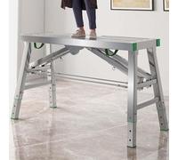 Escalera de andamio plegable ajustable de acero, plataforma de trabajo portátil resistente, capacidad de 800 libras para construcción, proyectos de bricolaje, mejoras del hogar, segura y duradera