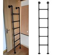 Escalera de ático colgante de pared escalera de doble cama interior negra escalera ignífuga de hierro metálico, adecuada para dormitorios, bibliotecas, almacenes, carga de 330 libras,Black-1M