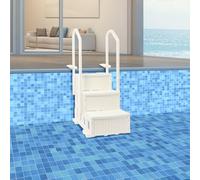 Escalera de baño de 3 peldaños con dos pasamanos, escalera de piscina con 3 peldaños, material HDPE, altura ajustable 88-138 cm, peldaños antideslizantes, escalera de 181 kg, capacidad de carga de