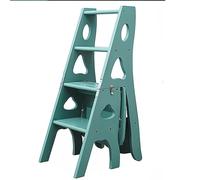 Escalera de Biblioteca Plegable de Madera Multifuncional 3 en 1, Taburete Resistente y Estante de exhibición. Escalera Plegable Que Ahorra Espacio. Capacidad de 150 kg (3