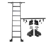 Escalera de Biblioteca rodante, riel Deslizante para escaleras de desván o estanterías, Kit de rieles deslizantes para Escalera móvil, rieles metálicos Negros de 10 a 7,3 m (sin es