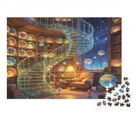 Escalera de Caracol Biblioteca Puzzle de 1000 Piezas Papel Puzzle para Adultos Noche Mágica Decoración Hogar Relajación Familiar Regalo 38x26cm/1000pcs