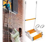 Escalera de Cuerda de Escape de Incendio 5.2m, Escalera de Escape de Emergencia con Mosquetón para 2 Pisos Casa, Casa del Árboles, Balcón y Barandilla, Capacidad de Peso de hasta 900kg Poweka