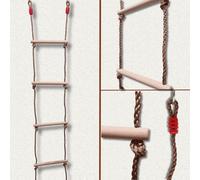 Escalera de Cuerda de Pared Sueca 2m - Escaleras Duraderas de Madera Dura para Niños | Equipo de Juego de Escalera de árbol | Escaleras de Madera con Ganchos | Accesorios para Parques Infantiles