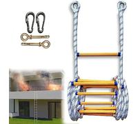 Escalera de Cuerda ignífuga Escape Incendios con Gancho, despliegue rápido, compacta, fácil almacenar, Escalera Rescate(16FT/5M)