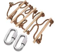 Escalera de Cuerda para Barcos de 2 m con mosquetón - Escalera Marina con peldaños de Madera - Portátil - Compacta - Escalera de Cuerda Multiusos para niños y Adultos