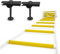 Escalera de Cuerda para Incendios de 2,5 m con estabilizadores de separación | Escalera Extensible de Emergencia | Resistente a la Intemperie con Ganchos de Resorte