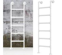 Escalera de Emergencia Blanca para Hueco de Ventana, Escalera Industrial de Hierro Forjado para Literas, Escalera de Emergencia Contra Incendios, Escalera de Metal Montada en la Pared para el Hogar, T