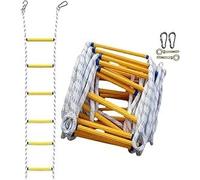 Escalera de emergencia de 16 pies, escalera de cuerda de seguridad portátil reutilizable para 2 pisos, escape rápido para balcón, capacidad de 2000 libras