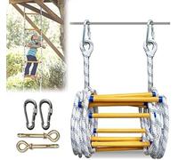 Escalera de emergencia para escape de incendios con mosquetones resistentes, escalera de cuerda de seguridad portátil para uso doméstico, peldaños fuertes para una evacuación rápida