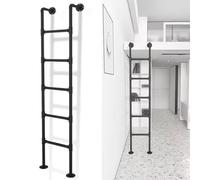 Escalera de Emergencia para Hueco de Ventana, de Metal, para Cama Alta, de Tubo Redondo de Acero Negro, Montada en la Pared, Universal, Ahorra Espacio, para Autocaravanas./1.75M/5.7Ft/69In