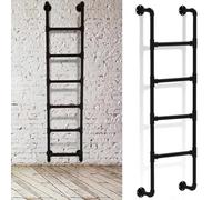 Escalera de Emergencia para Hueco de Ventana, de Tubo Redondo de Hierro Negro, Montada en la Pared, con Capacidad de 150 Kg. Escalera para Ático, Litera, Cama Alta, Terraza, Rv, Apartamentos./1.85M/6F