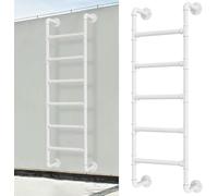 Escalera de Emergencia para Hueco de Ventana, Escalera Industrial de Hierro Forjado para literas, Escalera de Metal para Loft, para Interiores y Exteriores, Color Blanco (2 m/6,6 p