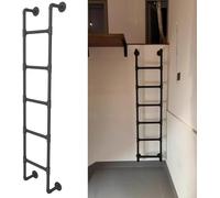Escalera de emergencia resistente para literas, diseño de tubería de hierro, capacidad de carga de 330 libras, ideal para niños, adolescentes y adultos, escalera de seguridad negra de 195 cm