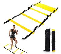 Escalera de entrenamiento de agilidad, mejora la velocidad coordinación desarrollo de la fuerza de los pies equipo de entrenamiento de fitness para baloncesto fútbol práctica, Negro+amarillo, 10 rung