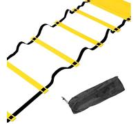 Escalera de entrenamiento de fútbol - Escalera de velocidad y agilidad ajustable, fútbol y equipos de perforación de ejercicios | Pungs de servicio pesado, diseño plano para la seguridad, incluye bols