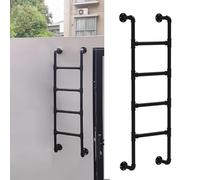 Escalera de escape de incendios montada en la pared resistente de 100 a 300 cm, escalones antideslizantes de metal negro ajustable para loft, camión, barco, soporta 330 libras (125 cm)