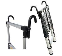 Escalera de extensión telescópica de aluminio de 4,1 m, capacidad de 330 libras, multiusos con gancho desmontable para uso doméstico industrial y de emergencia, ajustable de 2 a 4,4 m