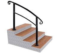 Escalera de hierro forjado mate resistente para uso en interiores y exteriores, perfecta para pasarelas de hormigón o madera, porches y cubiertas, segura y duradera