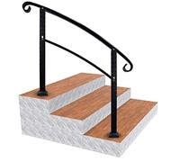 Escalera de hierro forjado mate resistente para uso en interiores y exteriores, perfecta para pasarelas de hormigón o madera, porches y cubiertas, soporte seguro y elegante
