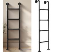 Escalera de hierro forjado negro, escalera de escape de incendios resistente de 100 cm a 300 cm, escalera de salida de sótano para ventana, escalera recta montada en la pared, tamaño personalizable